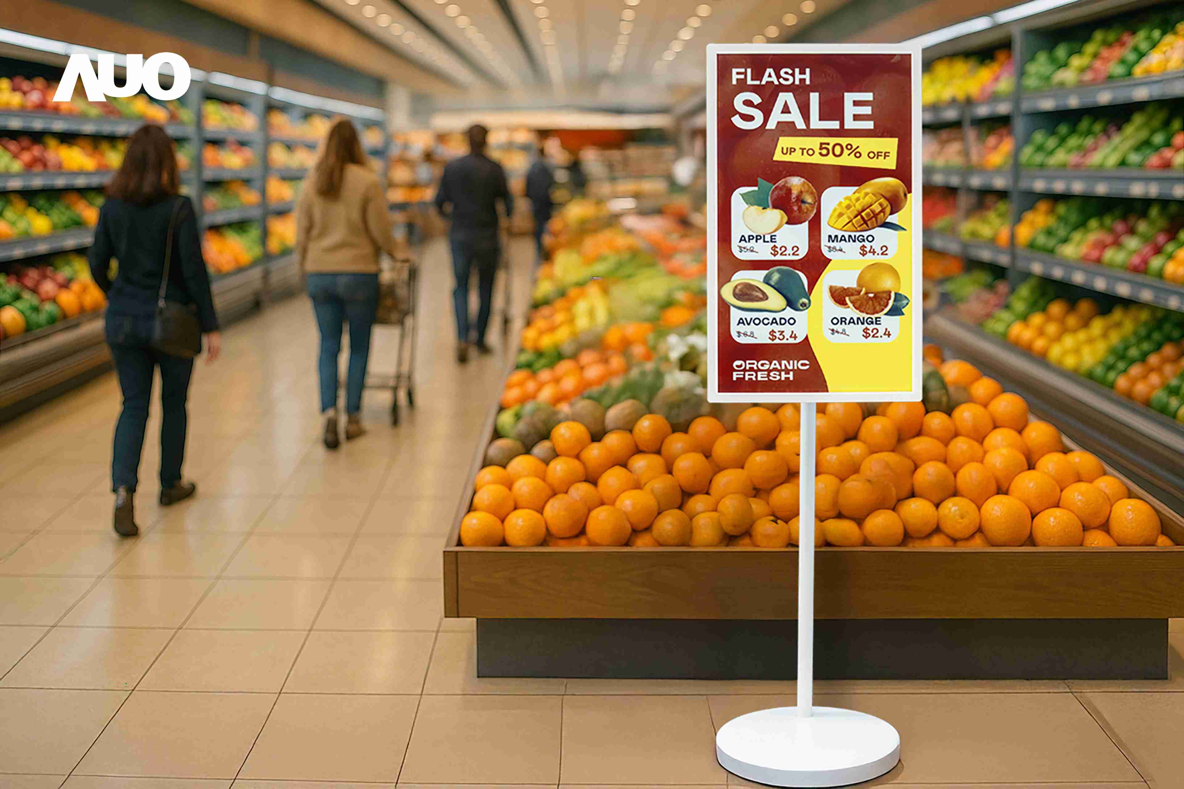 达擎首亮相低功耗、、全彩的〝aecoPost电子纸解决方案〞，，，仅在更新画面时需要微量的电力驱动，，无需布建电线的便捷设计，，，，使其可灵活应用、、随意置放，，，并可透过云端或行动装置app，，轻松管理及排程广告内容，，，，晋升店头营销利器。。。